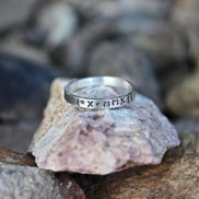 Roman Numeral Date Ring in Solid Sterling Silver