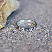 Roman Numeral Date Ring in Solid Sterling Silver