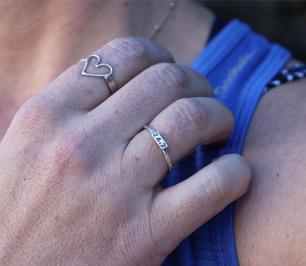Marathon Ring, Rings for Runners, Solid sterling silver stackable Runner's Rings, Running Rings, Tiny Numbers, marathon jewelry, 26.2 Ring