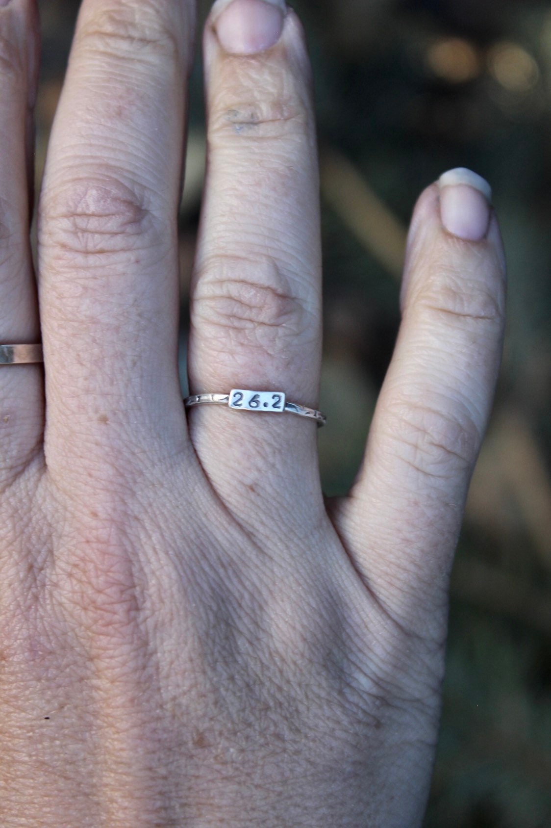 Marathon Ring, Rings for Runners, Solid sterling silver stackable Runner's Rings, Running Rings, Tiny Numbers, marathon jewelry, 26.2 Ring
