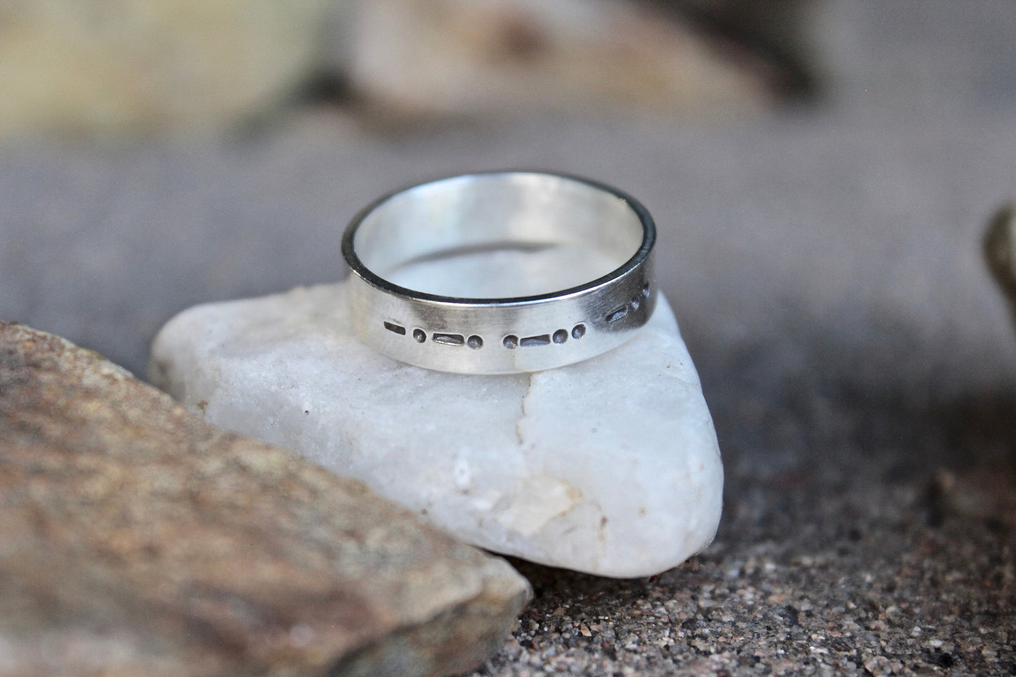 Matching Morse Code Rings for Couples, Sterling Silver