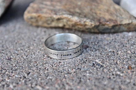 Matching Morse Code Rings for Couples, Sterling Silver
