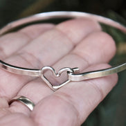 Heart Bangle Bracelet in Sterling Silver