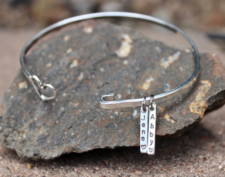 Heart Bangle Bracelet in Sterling Silver