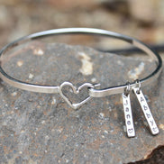 Heart Bangle Bracelet in Sterling Silver
