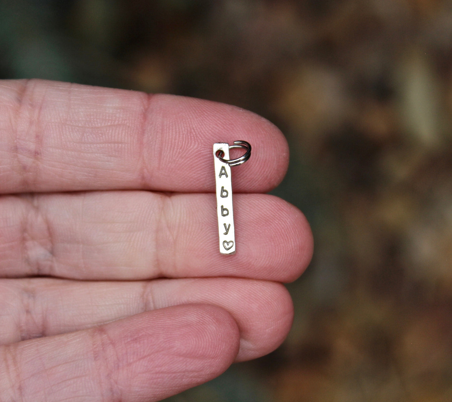 Vertical Bar Name Charm in Sterling Silver