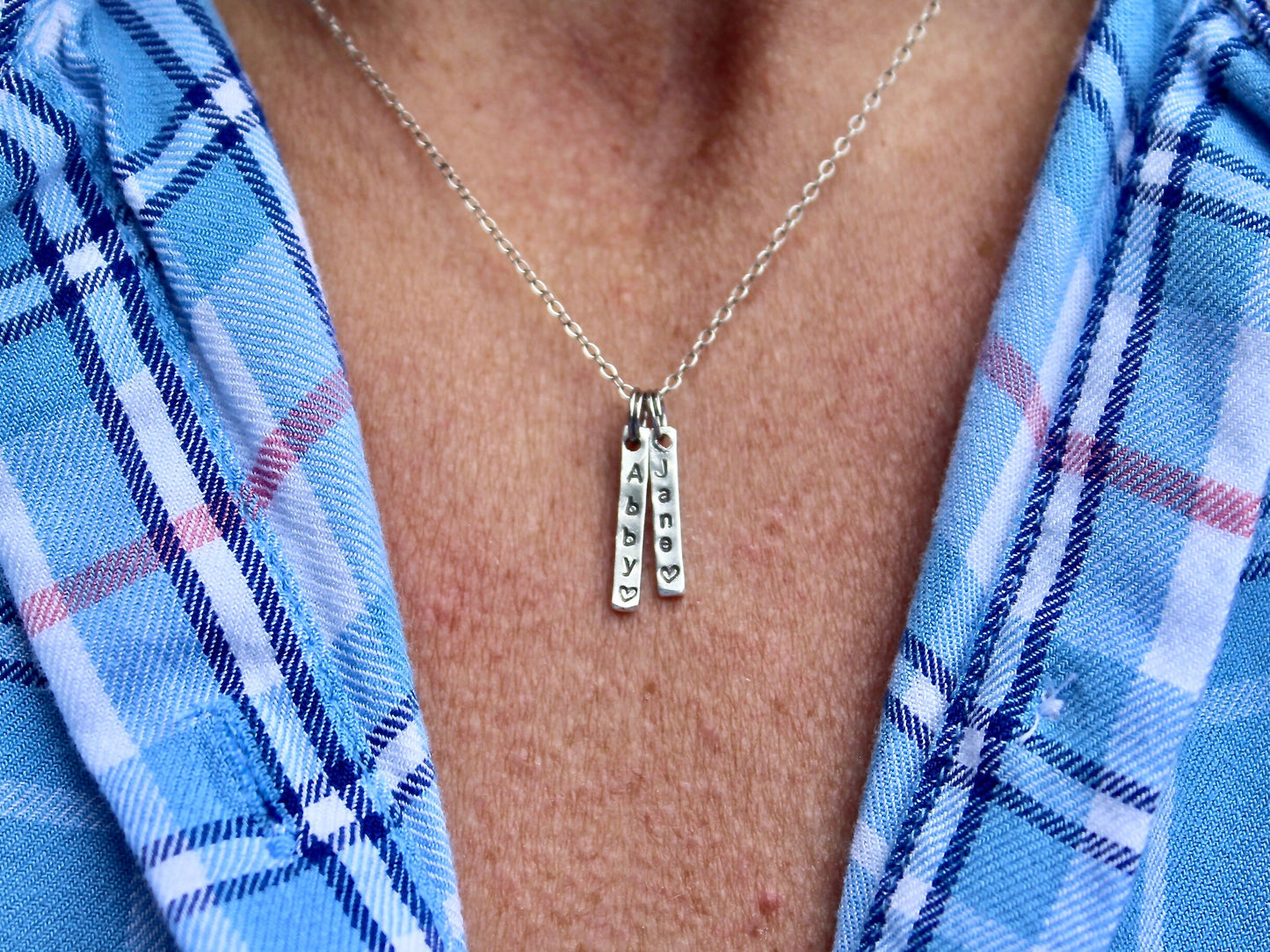Vertical Bar Name Charm in Sterling Silver