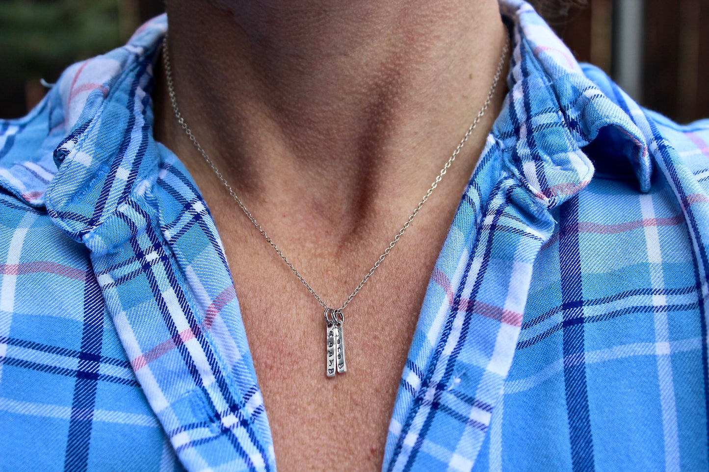 Vertical Bar Name Charm in Sterling Silver