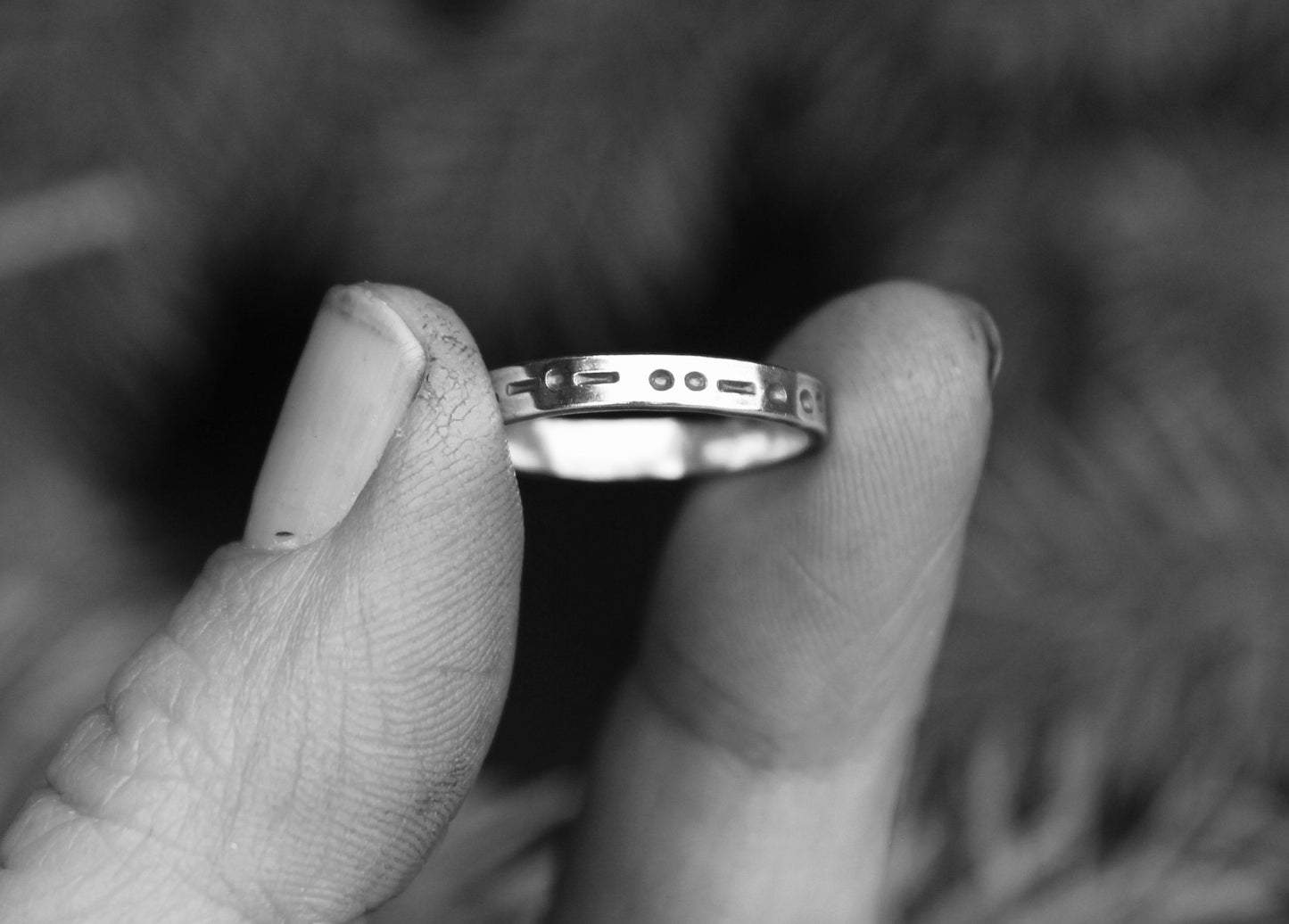 Family in Morse Code, Sterling Silver Ring