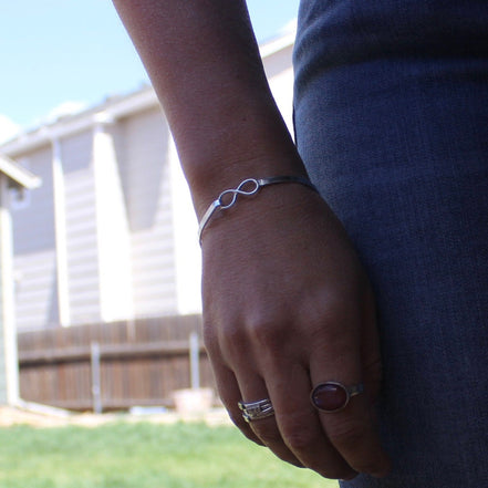 Infinity Bangle Bracelet, Sterling Silver Infinity Bangle