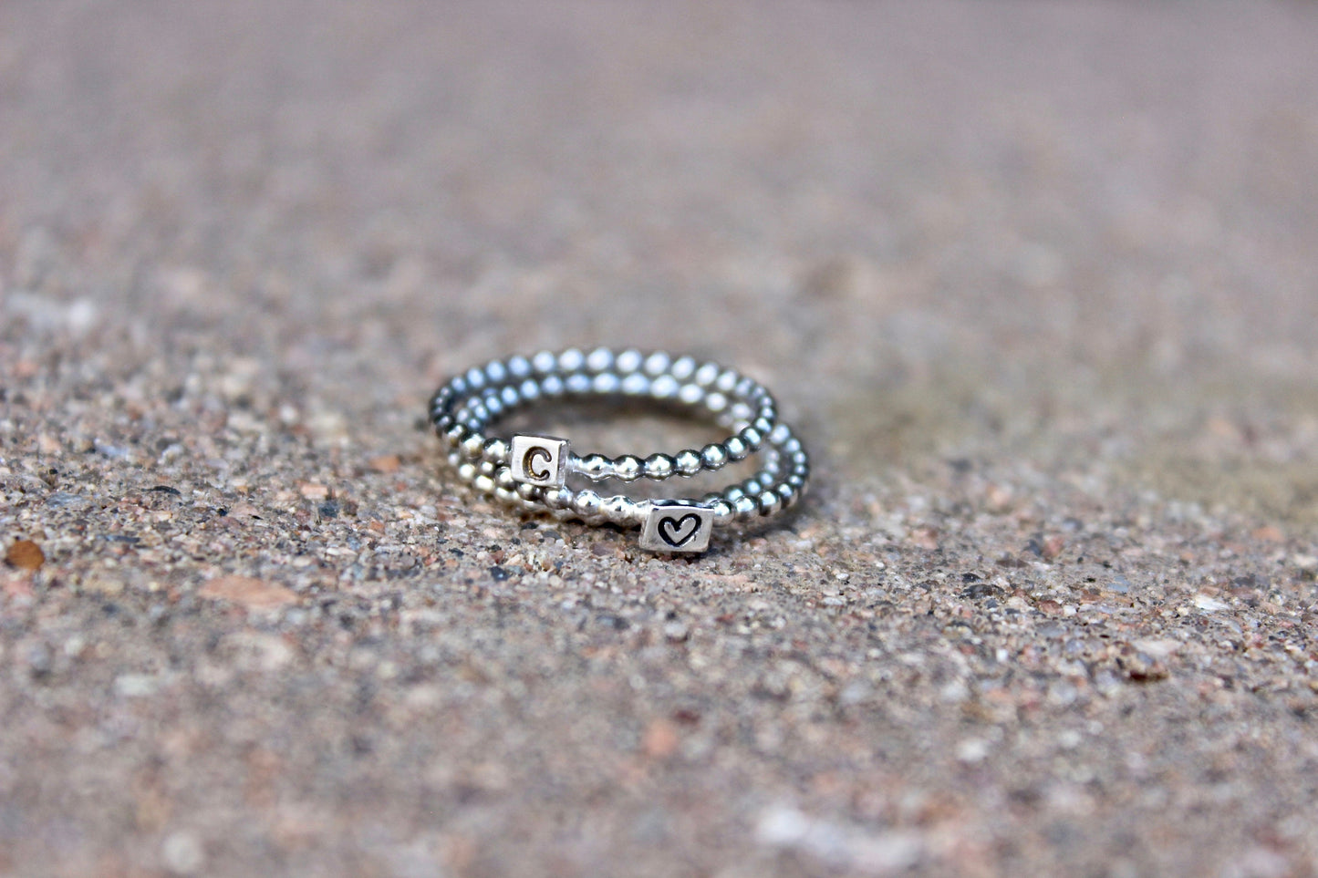 Beaded Initial Stacking Ring