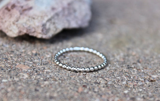 Sterling Silver Beaded Stacking Ring