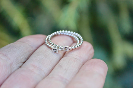 Beaded Initial Stacking Ring