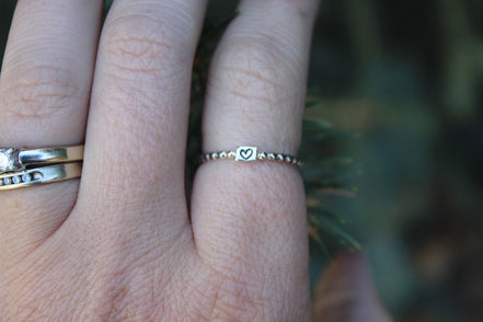 Beaded Initial Stacking Ring