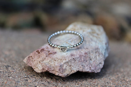 Beaded Initial Stacking Ring
