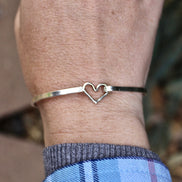 Heart Bangle Bracelet in Sterling Silver