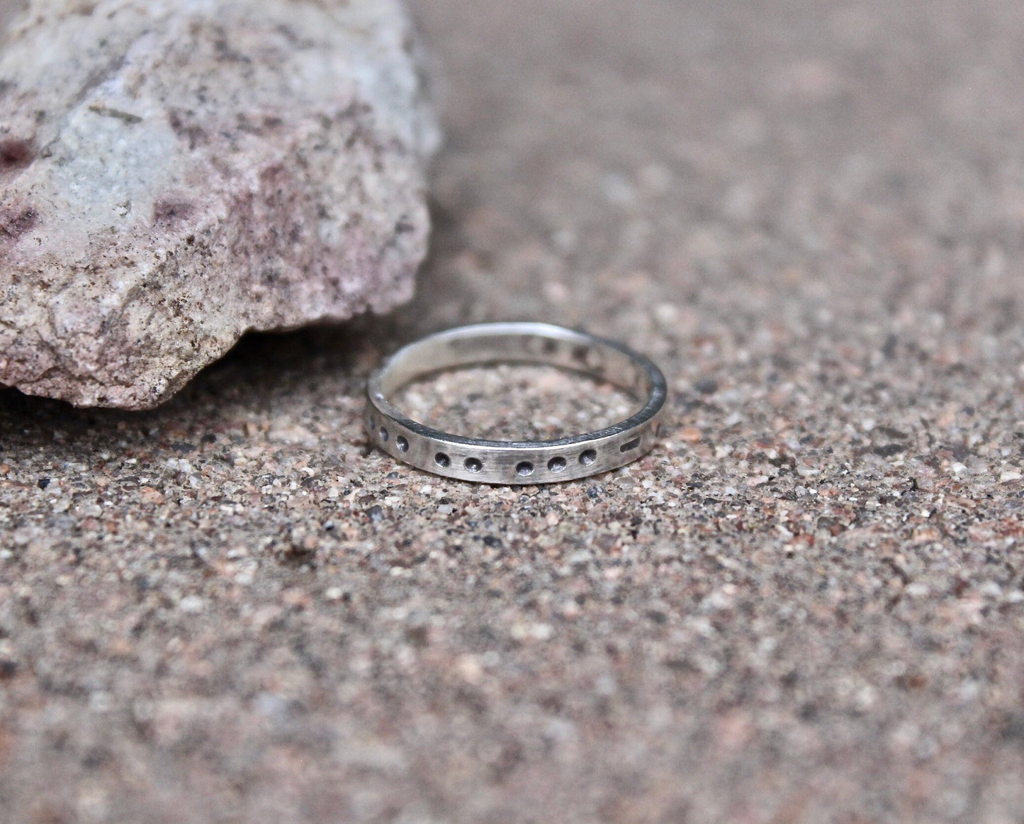 Sisters in Morse Code, Sterling Silver Ring