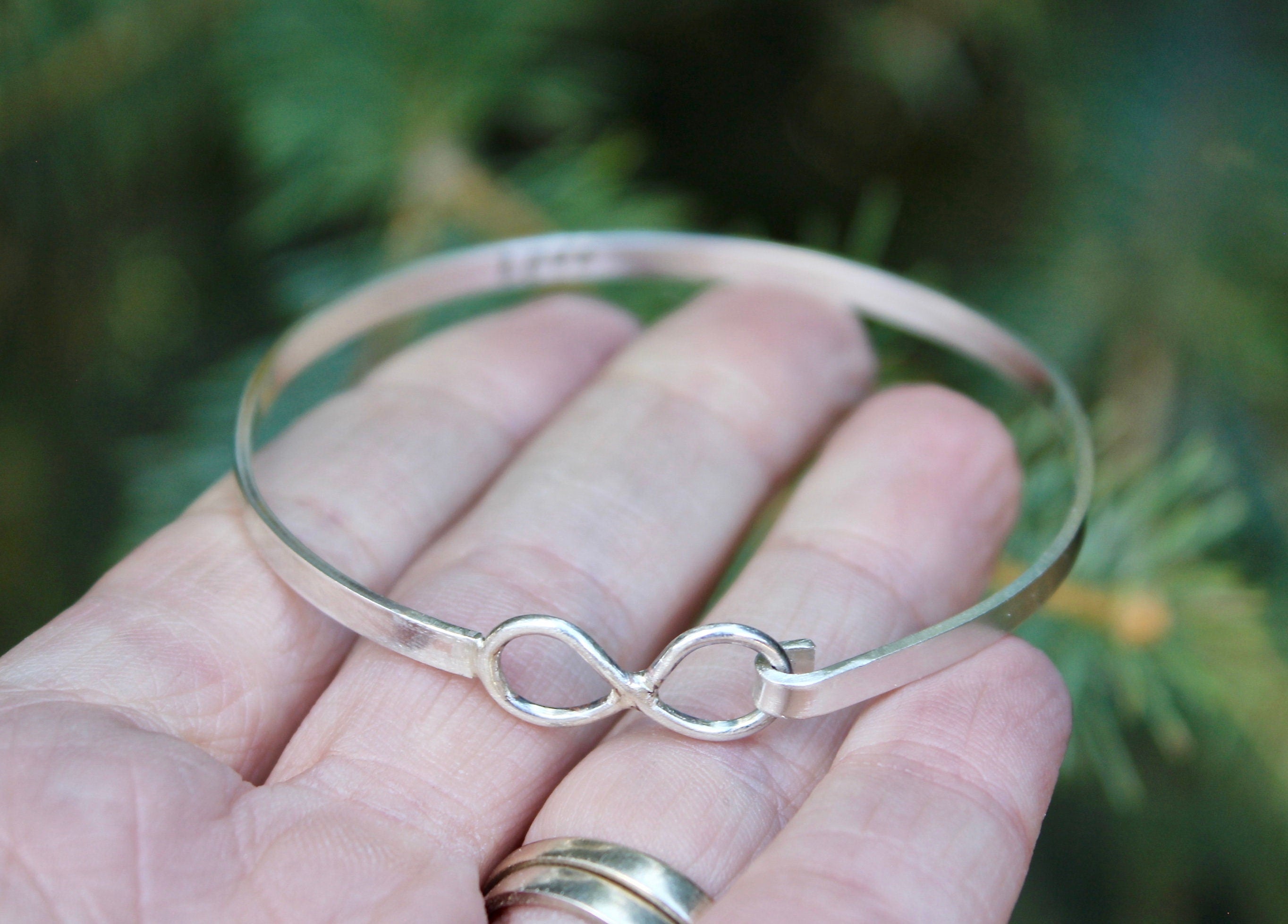 Infinity Bangle Bracelet, Sterling Silver Infinity Bangle