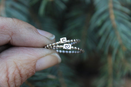 Beaded Initial Stacking Ring
