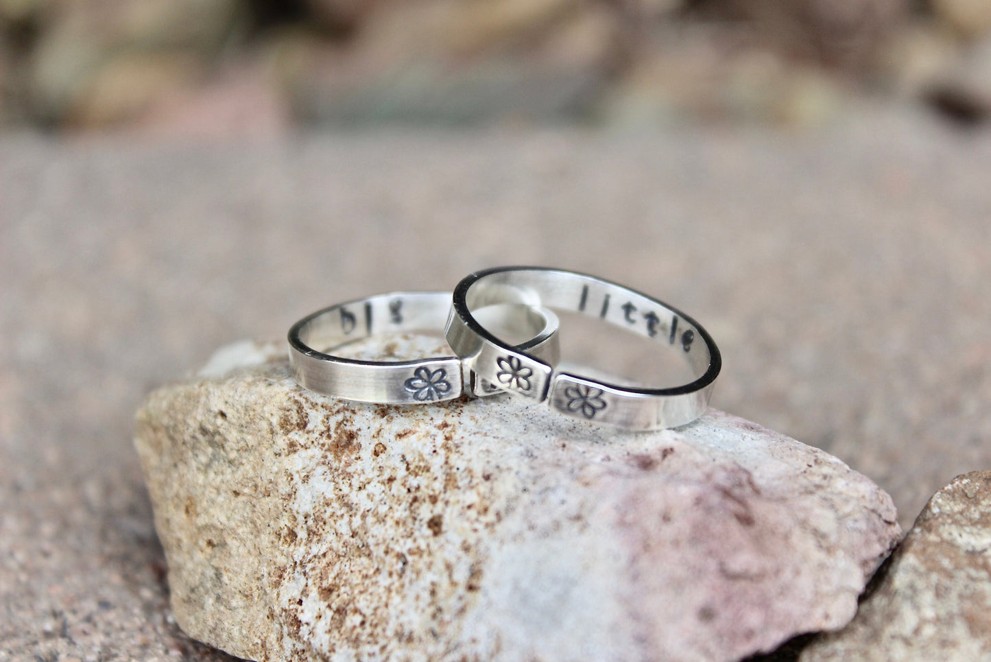 Big Little Sister Rings, Set of Two, Solid Sterling Silver