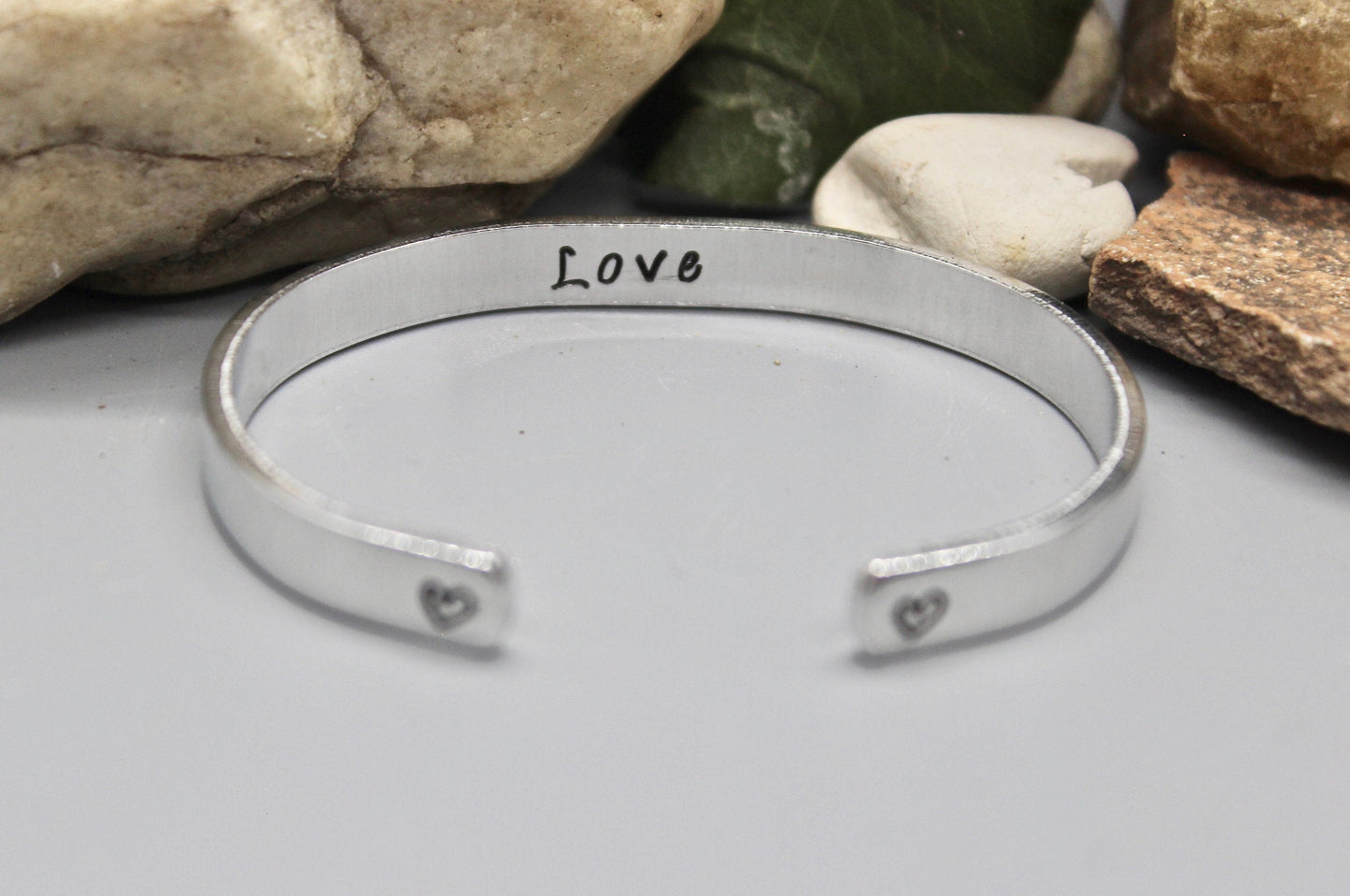 Love Aluminum Bangle Cuff Bracelet-Inside