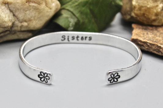 Sisters Bangle Cuff Bracelet, Aluminum