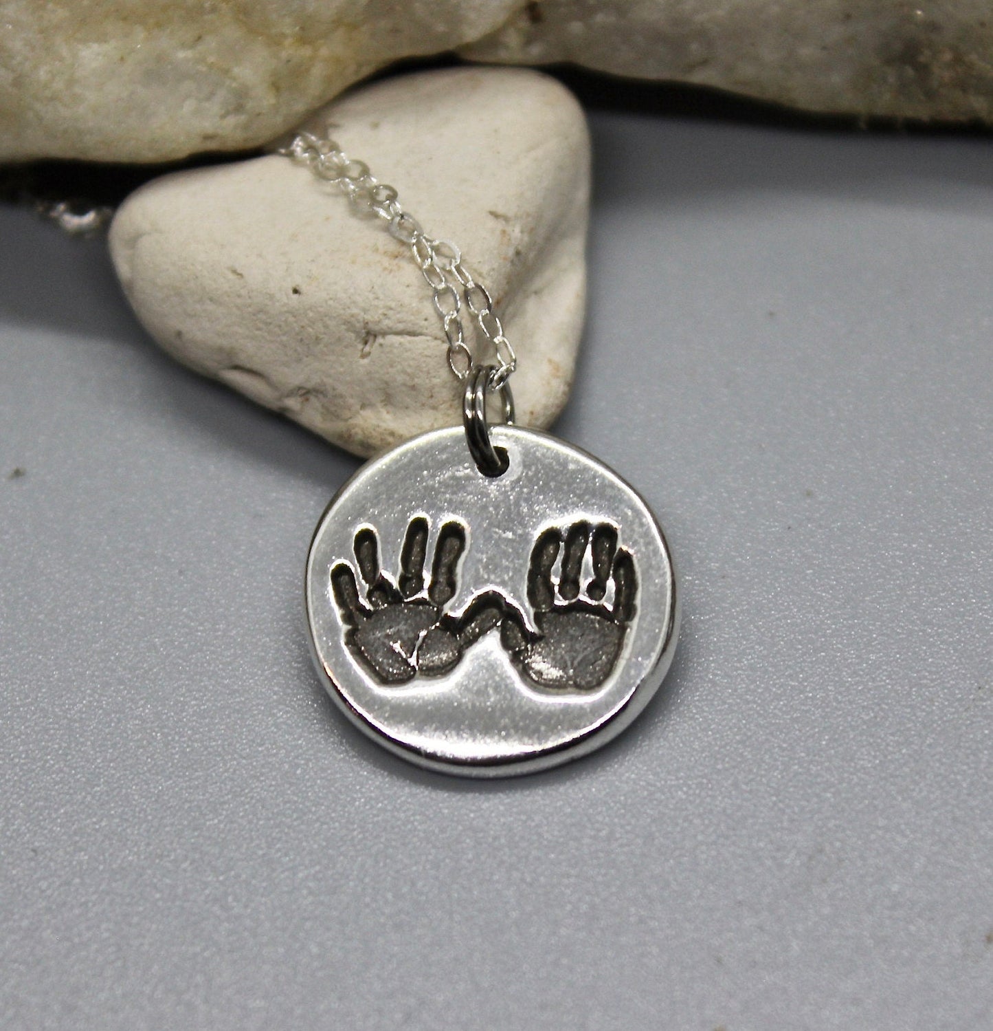 Two Hand Prints Charm in Sterling Silver