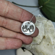 Two Hand Prints Charm in Sterling Silver