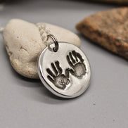 Two Hand Prints Charm in Sterling Silver