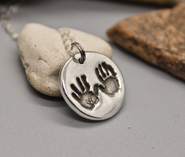 Two Hand Prints Charm in Sterling Silver