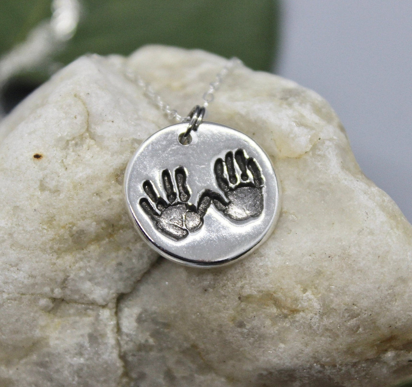 Two Hand Prints Charm in Sterling Silver