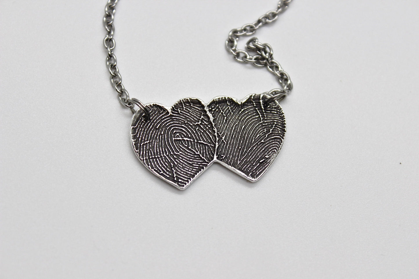 Two Overlapping Heart Fingerprints Necklace