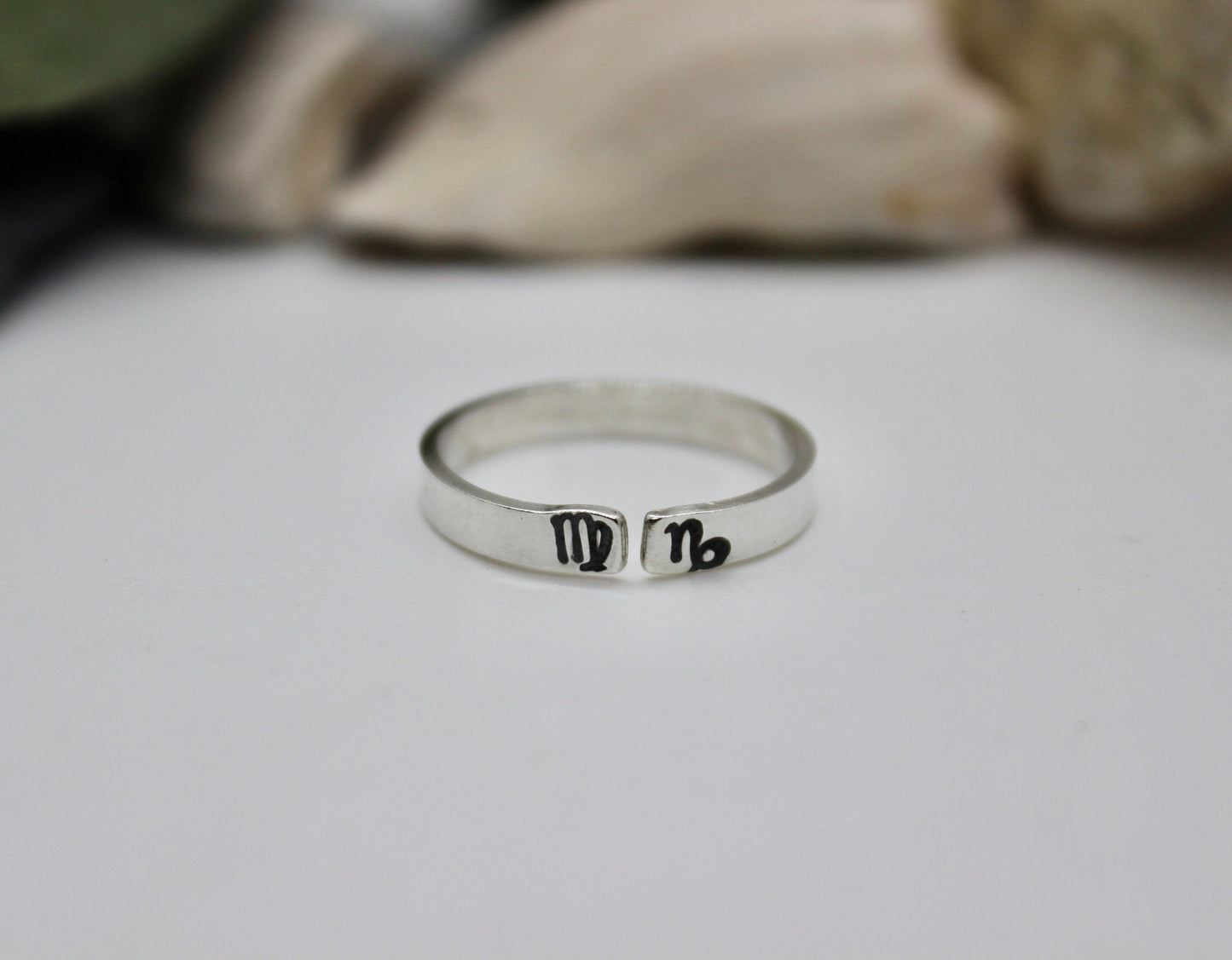 Zodiac Sign Couples Ring Sterling Silver and Adjustable