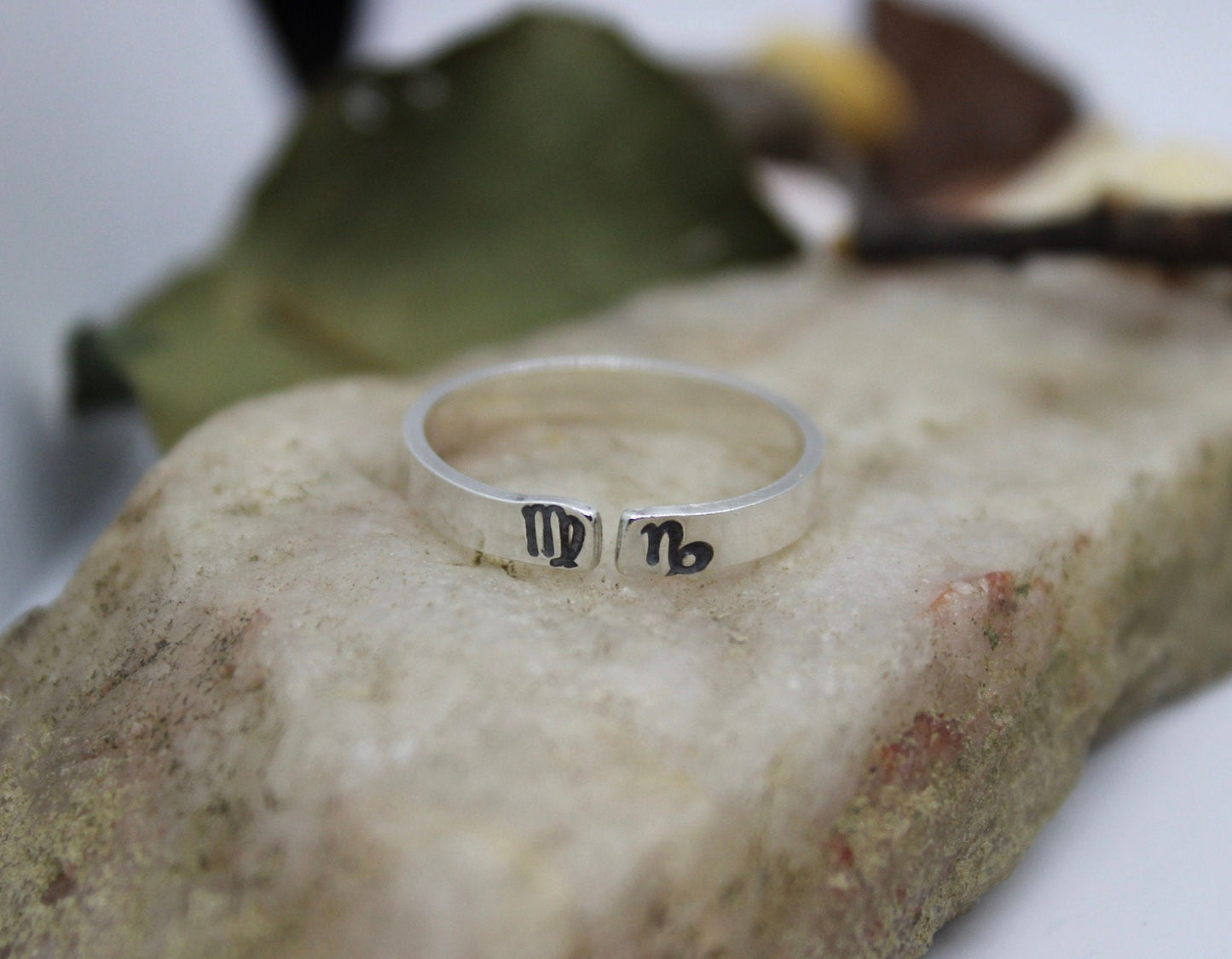 Zodiac Sign Couples Ring Sterling Silver and Adjustable