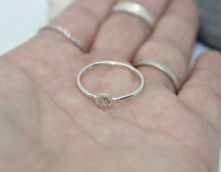 Paw Print Ring in Sterling Silver