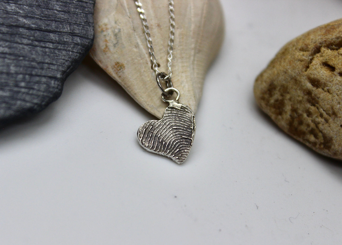 Small Slanted Heart Fingerprint Necklace