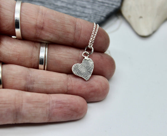 Small Slanted Heart Fingerprint Necklace