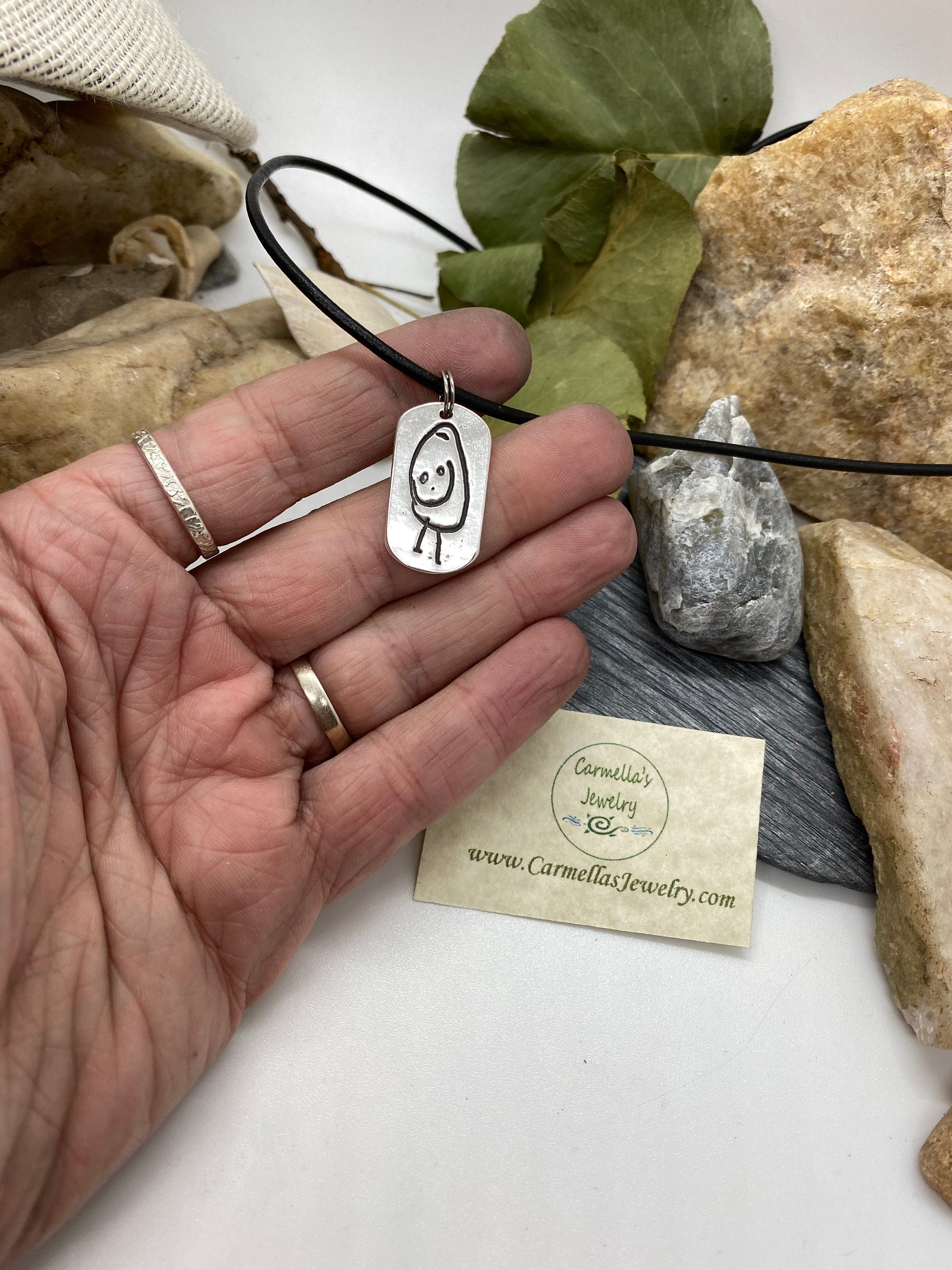 Artwork Charm Necklace, Your Child's Drawing