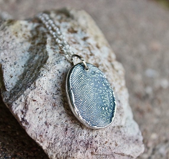 Solid Sterling Silver Organic Fingerprint Charm