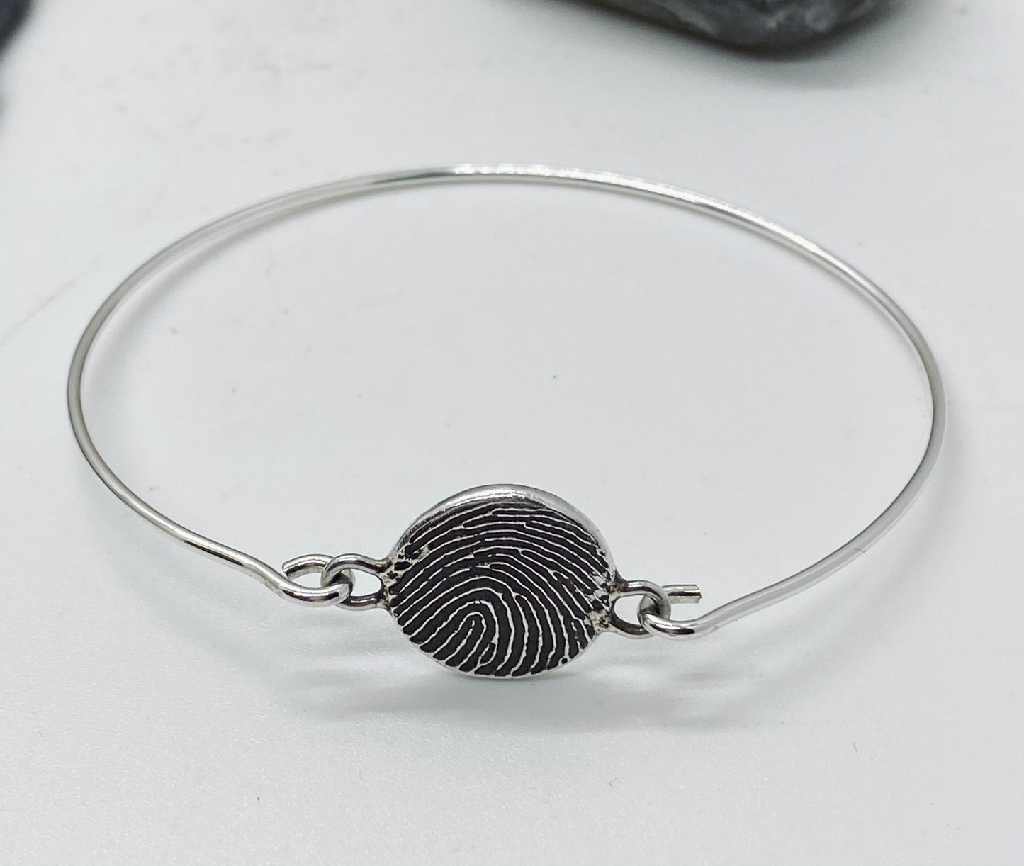 Fingerprint Bangle Bracelet in Solid Sterling Silver