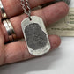 Fingerprint Dog Tag Charm in Solid Sterling Silver
