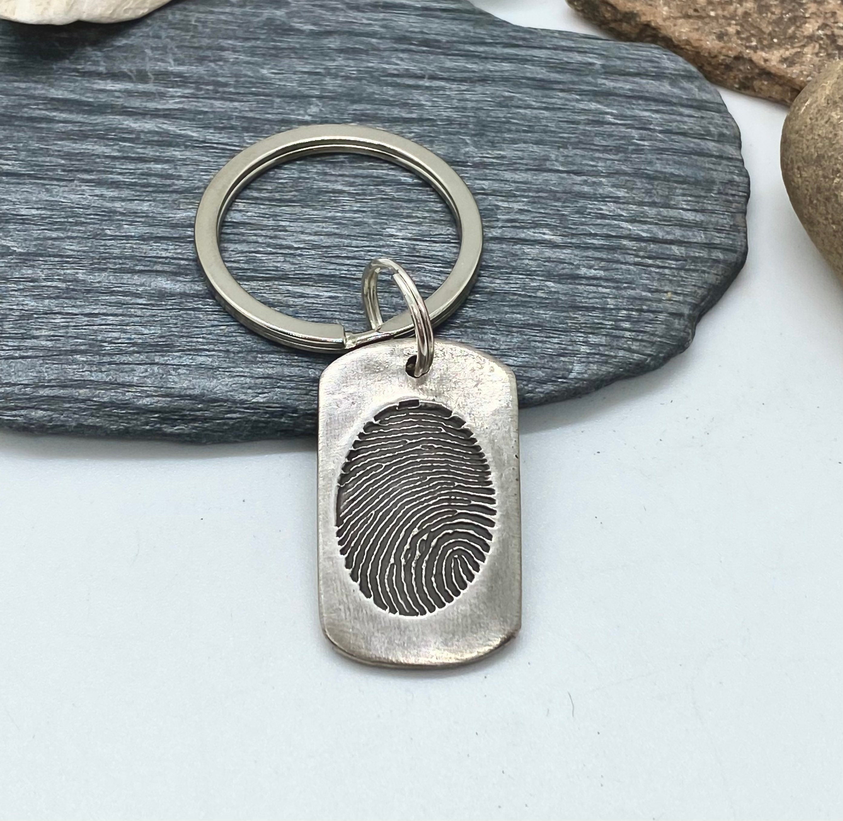 Fingerprint Keychain Dog Tag Shape
