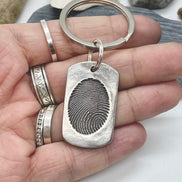 Fingerprint Keychain Dog Tag Shape