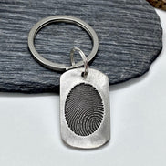 Fingerprint Keychain Dog Tag Shape