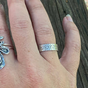 Textured Sterling Silver Wide Ring Band