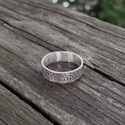 Textured Sterling Silver Wide Ring Band
