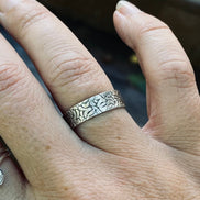 Textured Sterling Silver Wide Ring Band