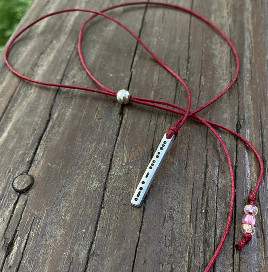 Sisters in Morse Code, Adjustable Necklace