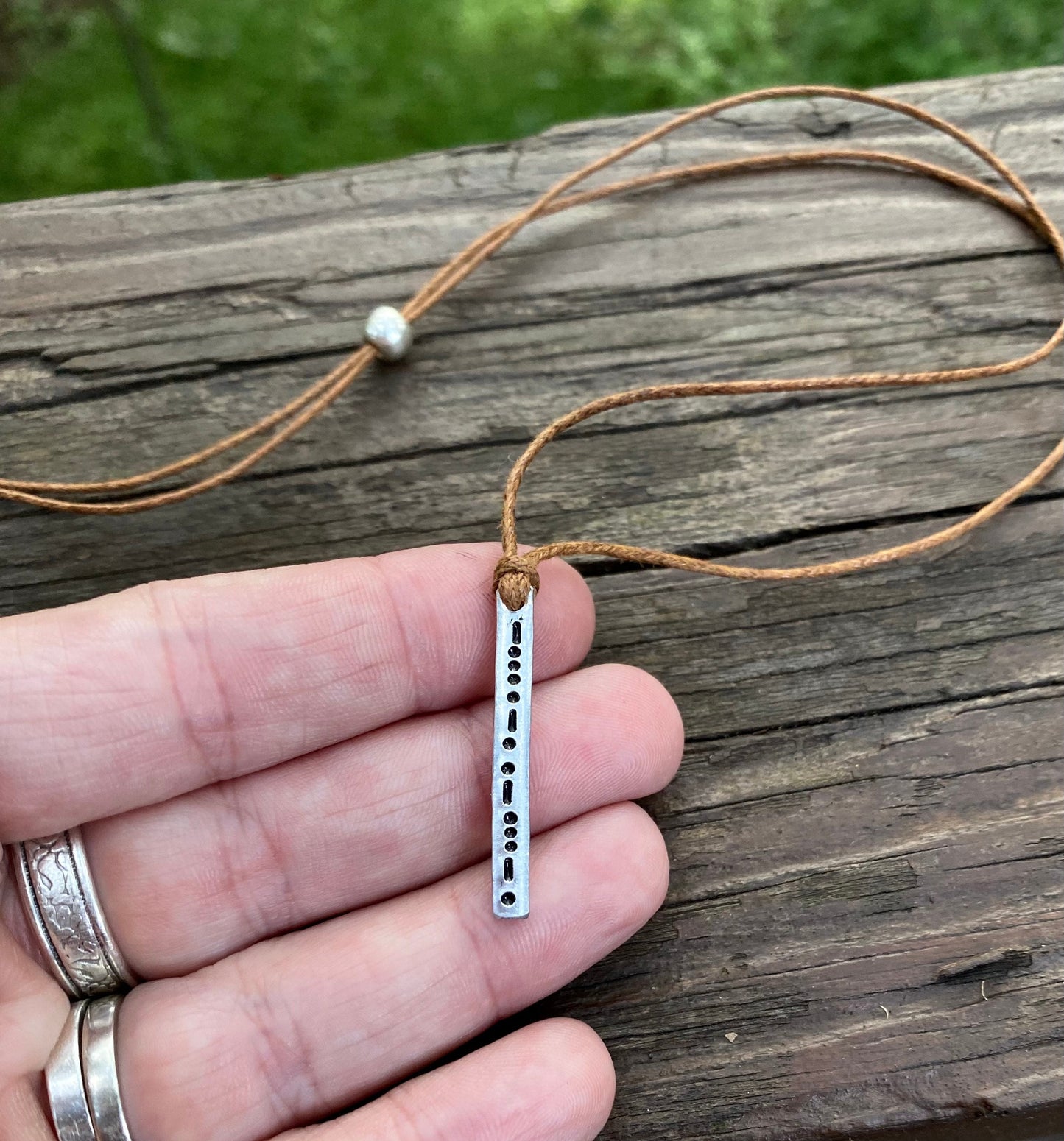 Brave in Morse Code, Adjustable and lightweight Necklace