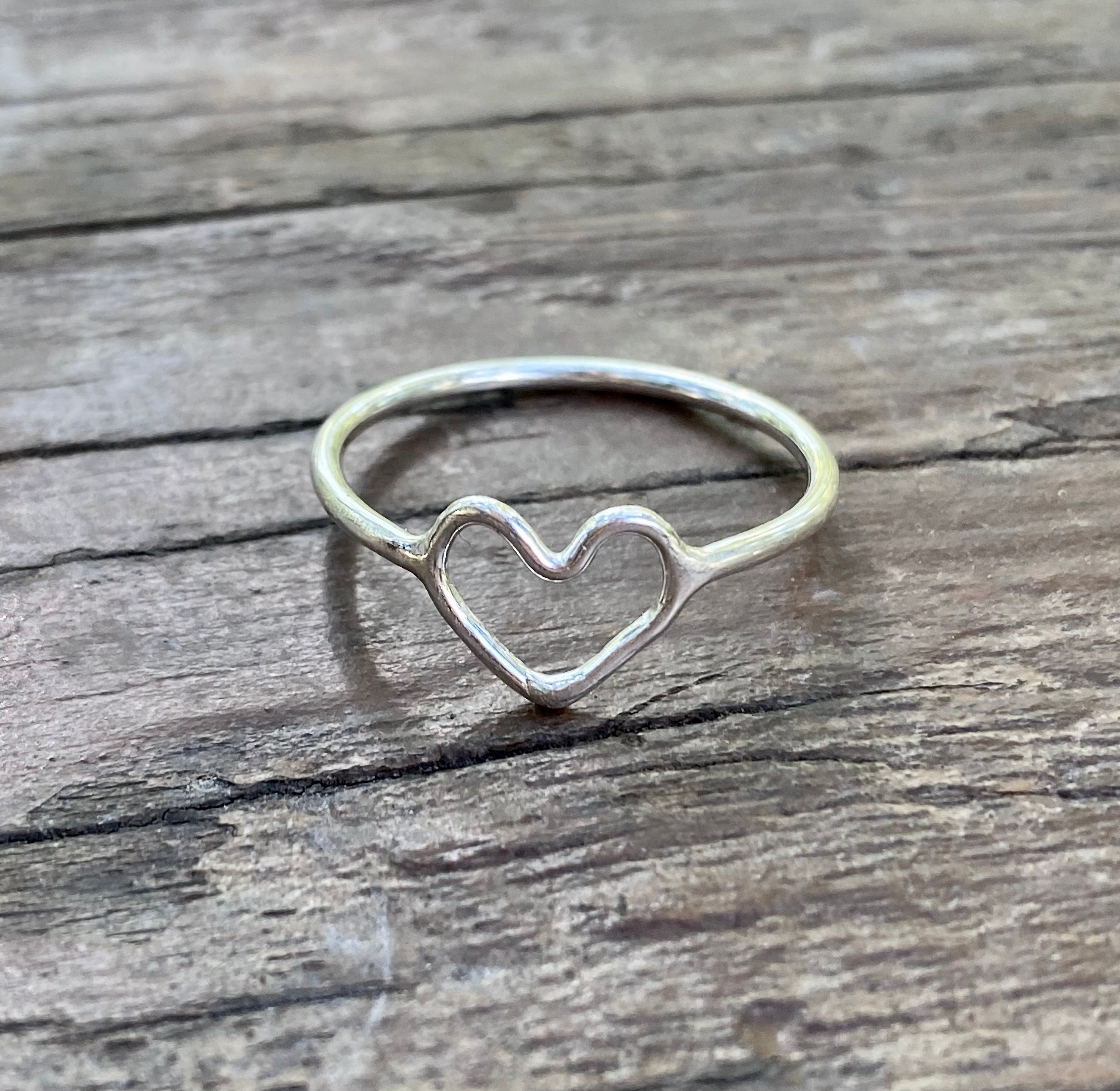 Open Heart Ring, Sterling Silver Heart Ring